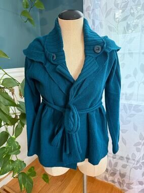 Sparrow Anthropologie Teal Knit Wrap Cardigan Sweater Jacket - Size Small
